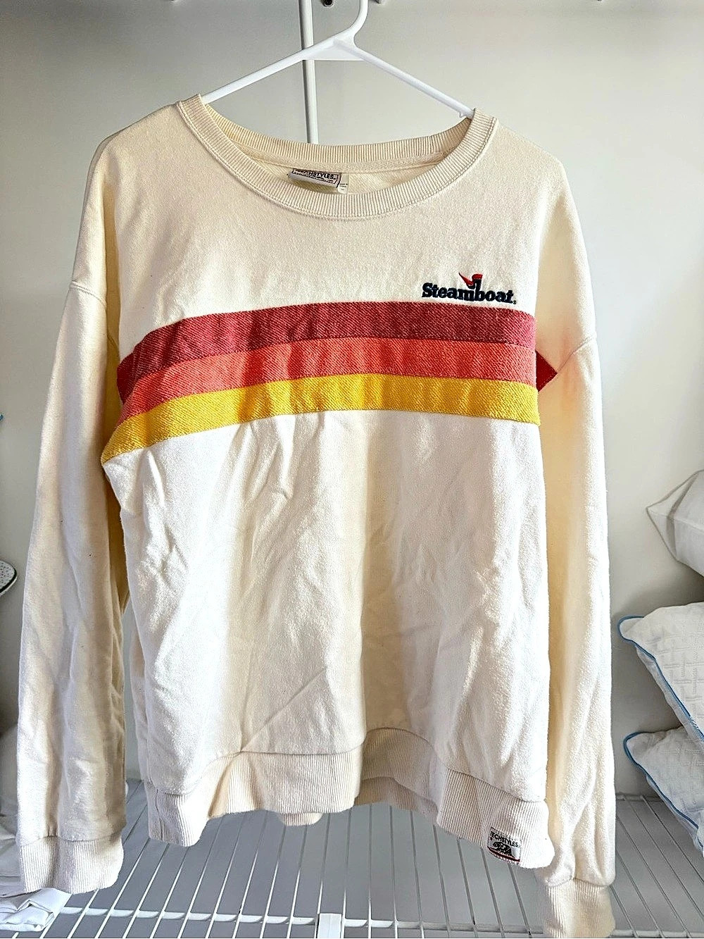 Techstyles Steamboat Colorado Striped Crewneck Sweatshirt Size Large